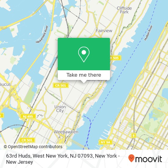 Mapa de 63rd Huds, West New York, NJ 07093