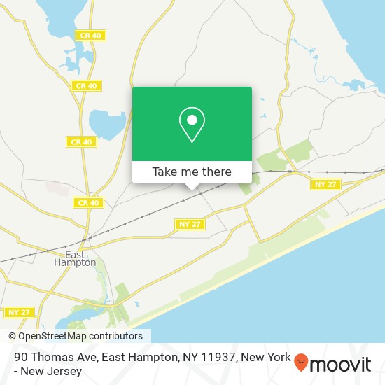 Mapa de 90 Thomas Ave, East Hampton, NY 11937