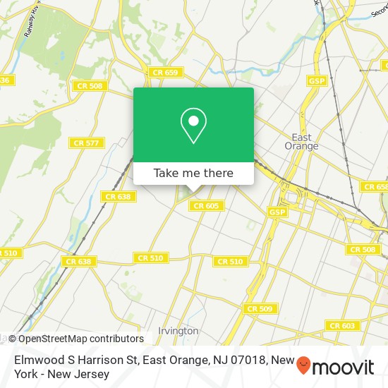 Mapa de Elmwood S Harrison St, East Orange, NJ 07018