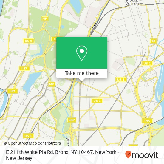 Mapa de E 211th White Pla Rd, Bronx, NY 10467