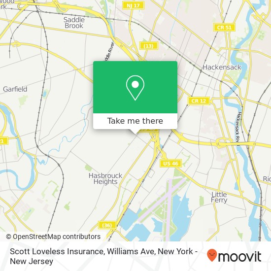 Scott Loveless Insurance, Williams Ave map