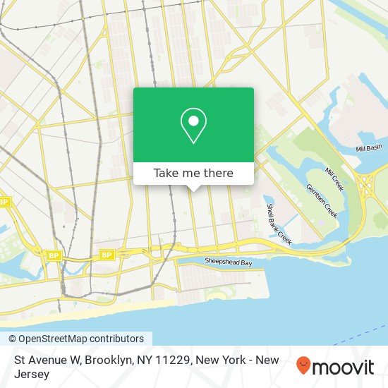 Mapa de St Avenue W, Brooklyn, NY 11229