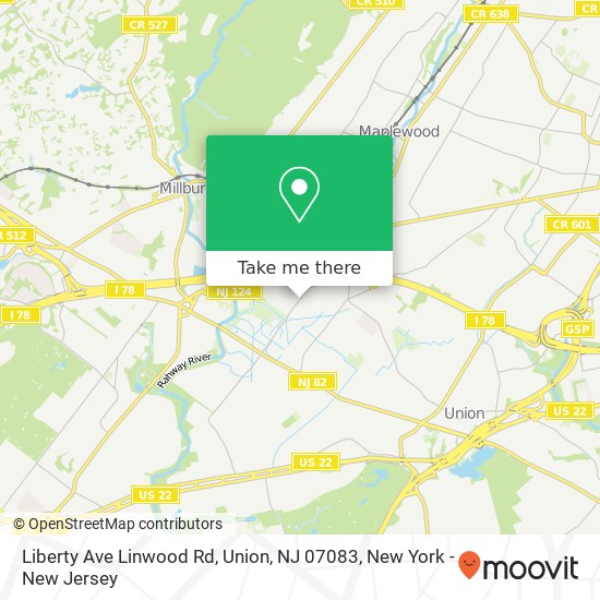 Mapa de Liberty Ave Linwood Rd, Union, NJ 07083