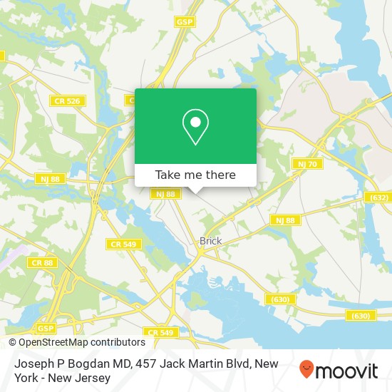 Mapa de Joseph P Bogdan MD, 457 Jack Martin Blvd