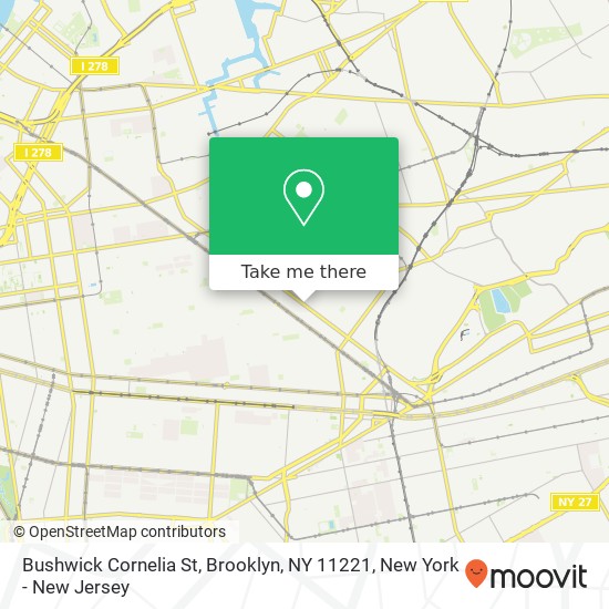 Mapa de Bushwick Cornelia St, Brooklyn, NY 11221