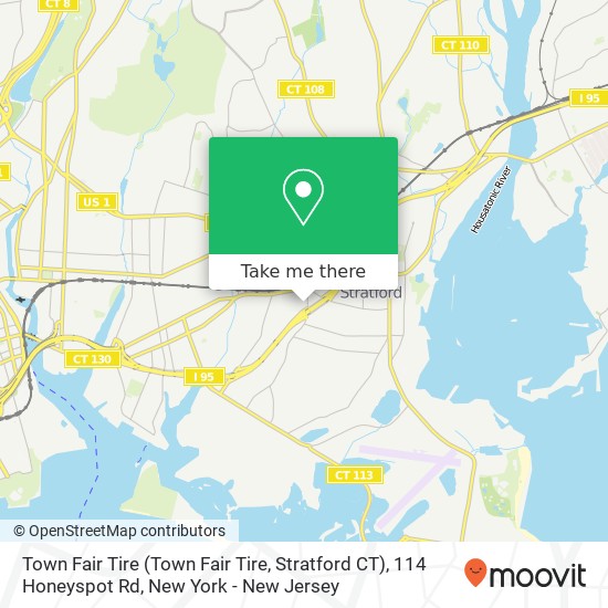 Mapa de Town Fair Tire (Town Fair Tire, Stratford CT), 114 Honeyspot Rd