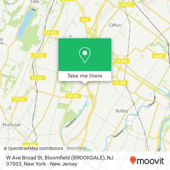 W Ave Broad St, Bloomfield (BROOKDALE), NJ 07003 map
