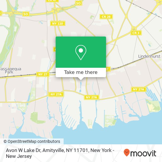 Avon W Lake Dr, Amityville, NY 11701 map