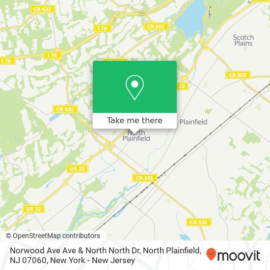 Mapa de Norwood Ave Ave & North North Dr, North Plainfield, NJ 07060