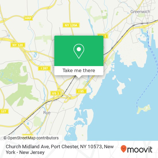 Mapa de Church Midland Ave, Port Chester, NY 10573