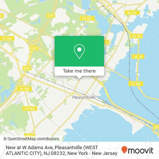 Mapa de New at W Adams Ave, Pleasantville (WEST ATLANTIC CITY), NJ 08232