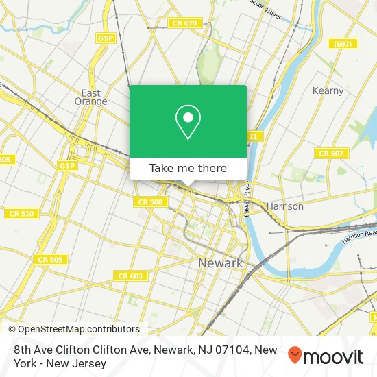 Mapa de 8th Ave Clifton Clifton Ave, Newark, NJ 07104