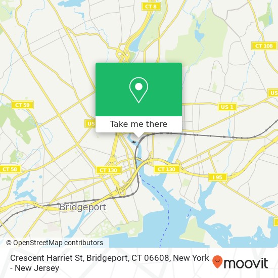 Mapa de Crescent Harriet St, Bridgeport, CT 06608
