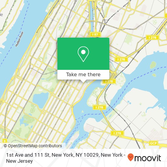Mapa de 1st Ave and 111 St, New York, NY 10029