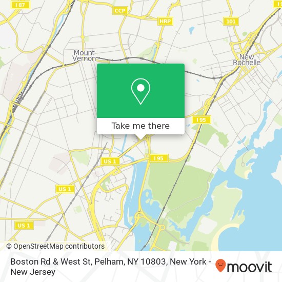 Mapa de Boston Rd & West St, Pelham, NY 10803