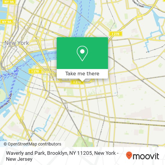 Mapa de Waverly and Park, Brooklyn, NY 11205