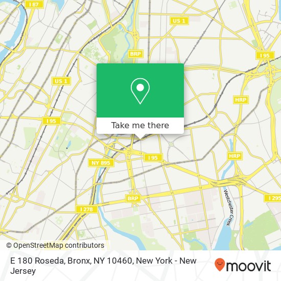 Mapa de E 180 Roseda, Bronx, NY 10460
