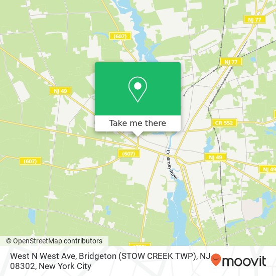 Mapa de West N West Ave, Bridgeton (STOW CREEK TWP), NJ 08302