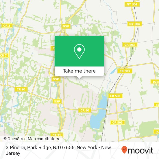 Mapa de 3 Pine Dr, Park Ridge, NJ 07656