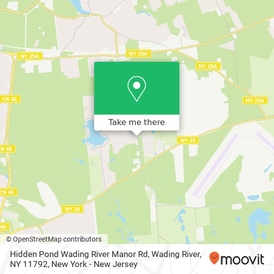 Mapa de Hidden Pond Wading River Manor Rd, Wading River, NY 11792