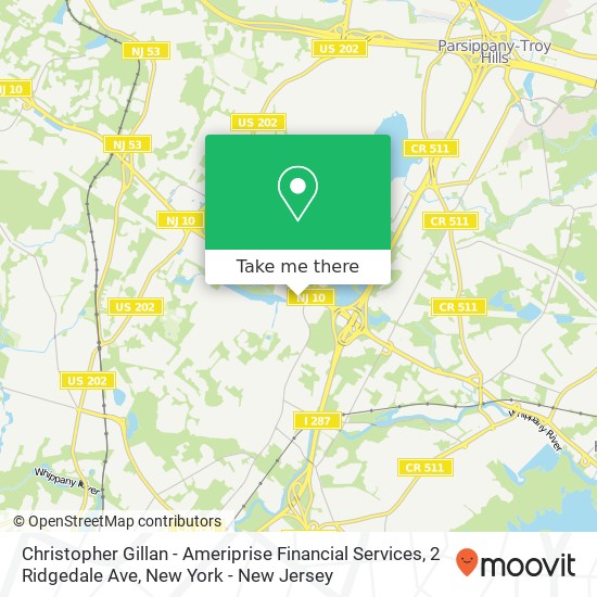 Mapa de Christopher Gillan - Ameriprise Financial Services, 2 Ridgedale Ave