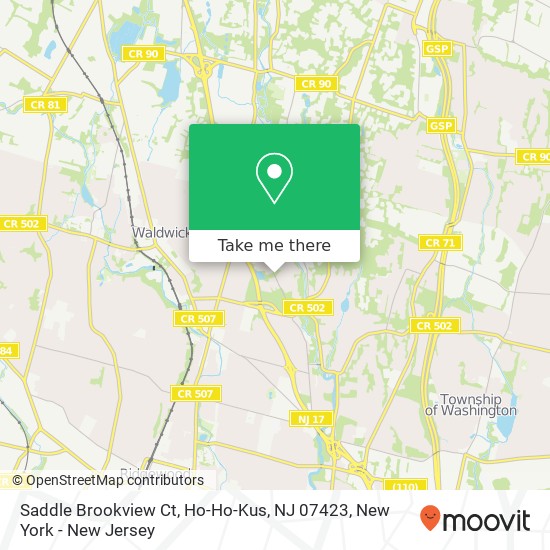 Mapa de Saddle Brookview Ct, Ho-Ho-Kus, NJ 07423