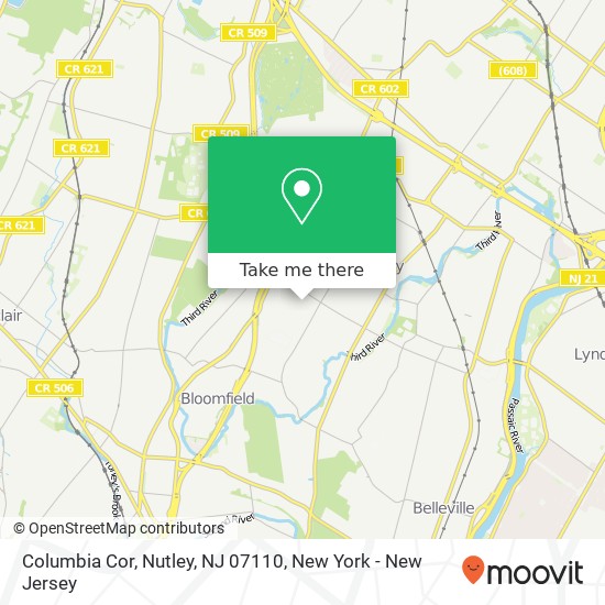 Mapa de Columbia Cor, Nutley, NJ 07110