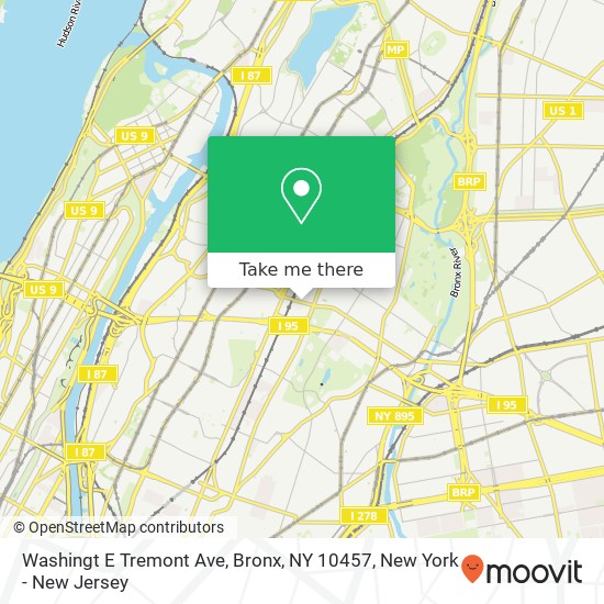 Washingt E Tremont Ave, Bronx, NY 10457 map