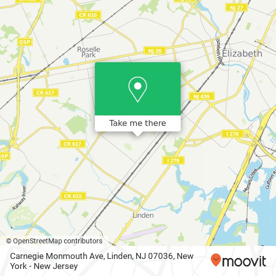 Mapa de Carnegie Monmouth Ave, Linden, NJ 07036