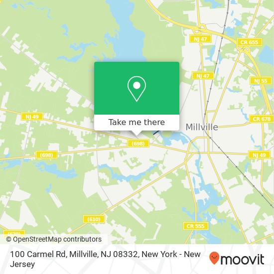 Mapa de 100 Carmel Rd, Millville, NJ 08332