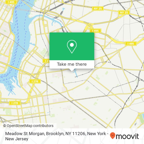 Mapa de Meadow St Morgan, Brooklyn, NY 11206