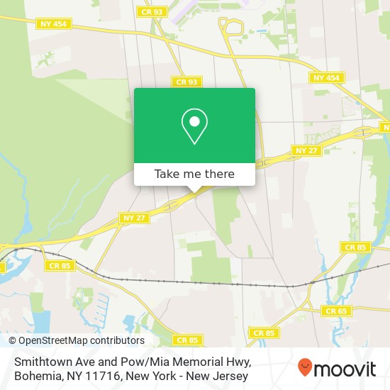 Mapa de Smithtown Ave and Pow / Mia Memorial Hwy, Bohemia, NY 11716