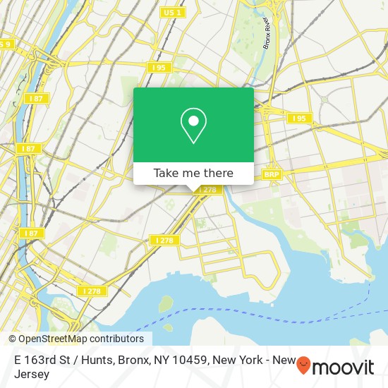 Mapa de E 163rd St / Hunts, Bronx, NY 10459