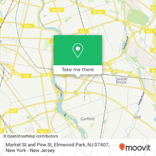 Market St and Pine St, Elmwood Park, NJ 07407 map