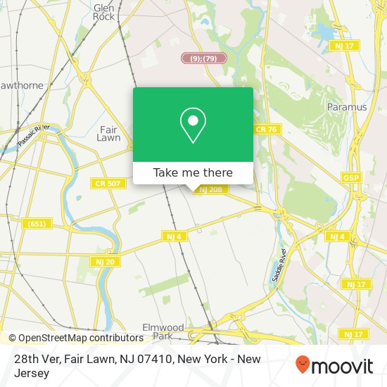 Mapa de 28th Ver, Fair Lawn, NJ 07410