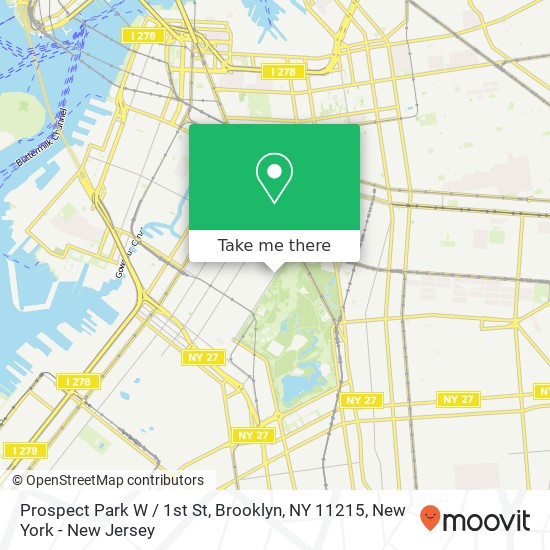 Mapa de Prospect Park W / 1st St, Brooklyn, NY 11215