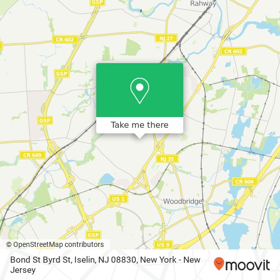 Mapa de Bond St Byrd St, Iselin, NJ 08830