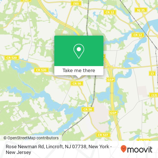 Mapa de Rose Newman Rd, Lincroft, NJ 07738