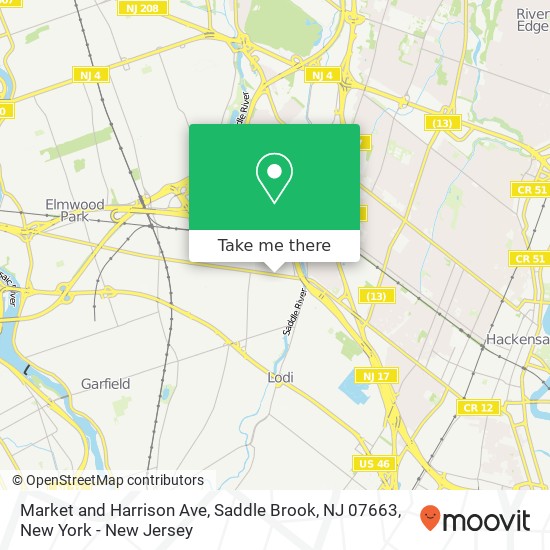 Market and Harrison Ave, Saddle Brook, NJ 07663 map