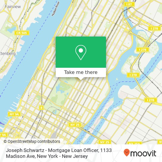 Mapa de Joseph Schwartz - Mortgage Loan Officer, 1133 Madison Ave