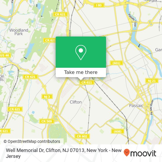 Mapa de Well Memorial Dr, Clifton, NJ 07013