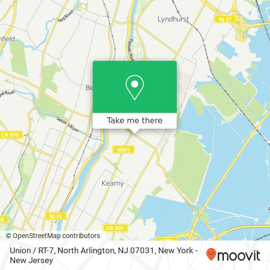 Union / RT-7, North Arlington, NJ 07031 map