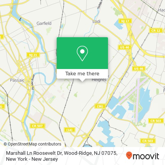 Marshall Ln Roosevelt Dr, Wood-Ridge, NJ 07075 map