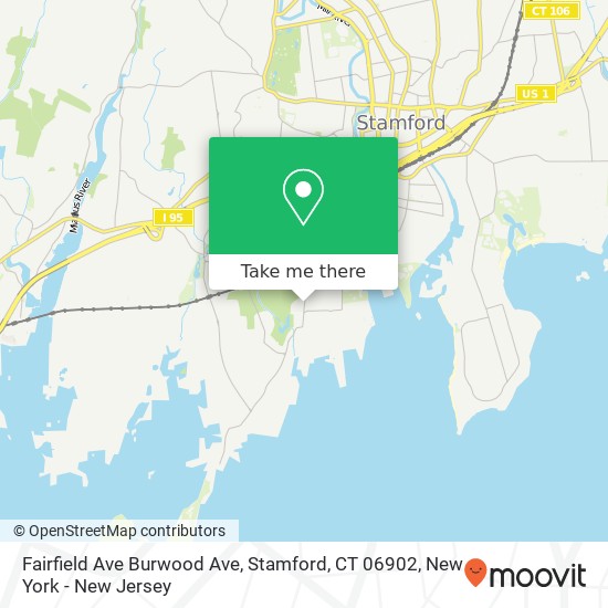 Mapa de Fairfield Ave Burwood Ave, Stamford, CT 06902