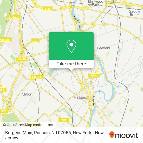 Mapa de Burgess Main, Passaic, NJ 07055