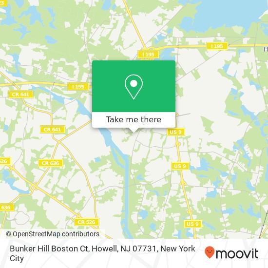 Mapa de Bunker Hill Boston Ct, Howell, NJ 07731