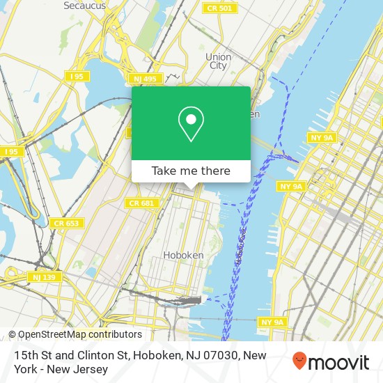 Mapa de 15th St and Clinton St, Hoboken, NJ 07030
