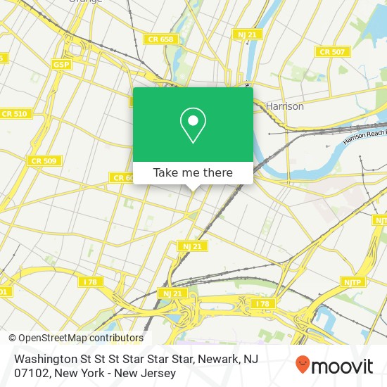 Mapa de Washington St St St Star Star Star, Newark, NJ 07102