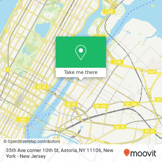 Mapa de 35th Ave corner 10th St, Astoria, NY 11106