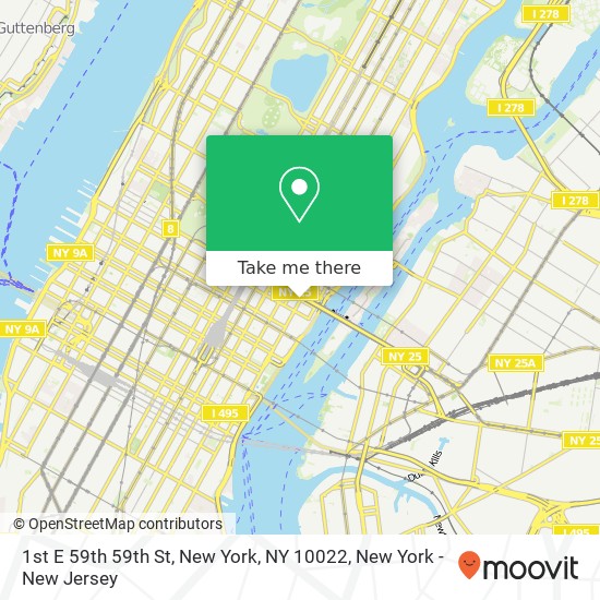 Mapa de 1st E 59th 59th St, New York, NY 10022